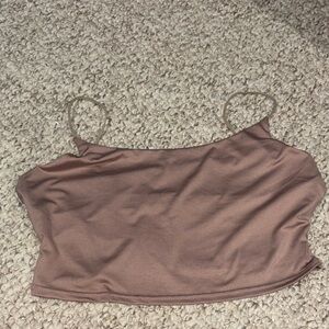 ROMWE Taupe Satin Cami Crop Top